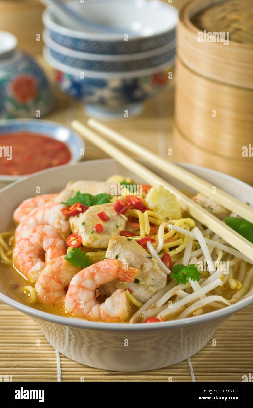 Laksa würzige Nudelgericht Malaysia Singapur Essen Stockfoto