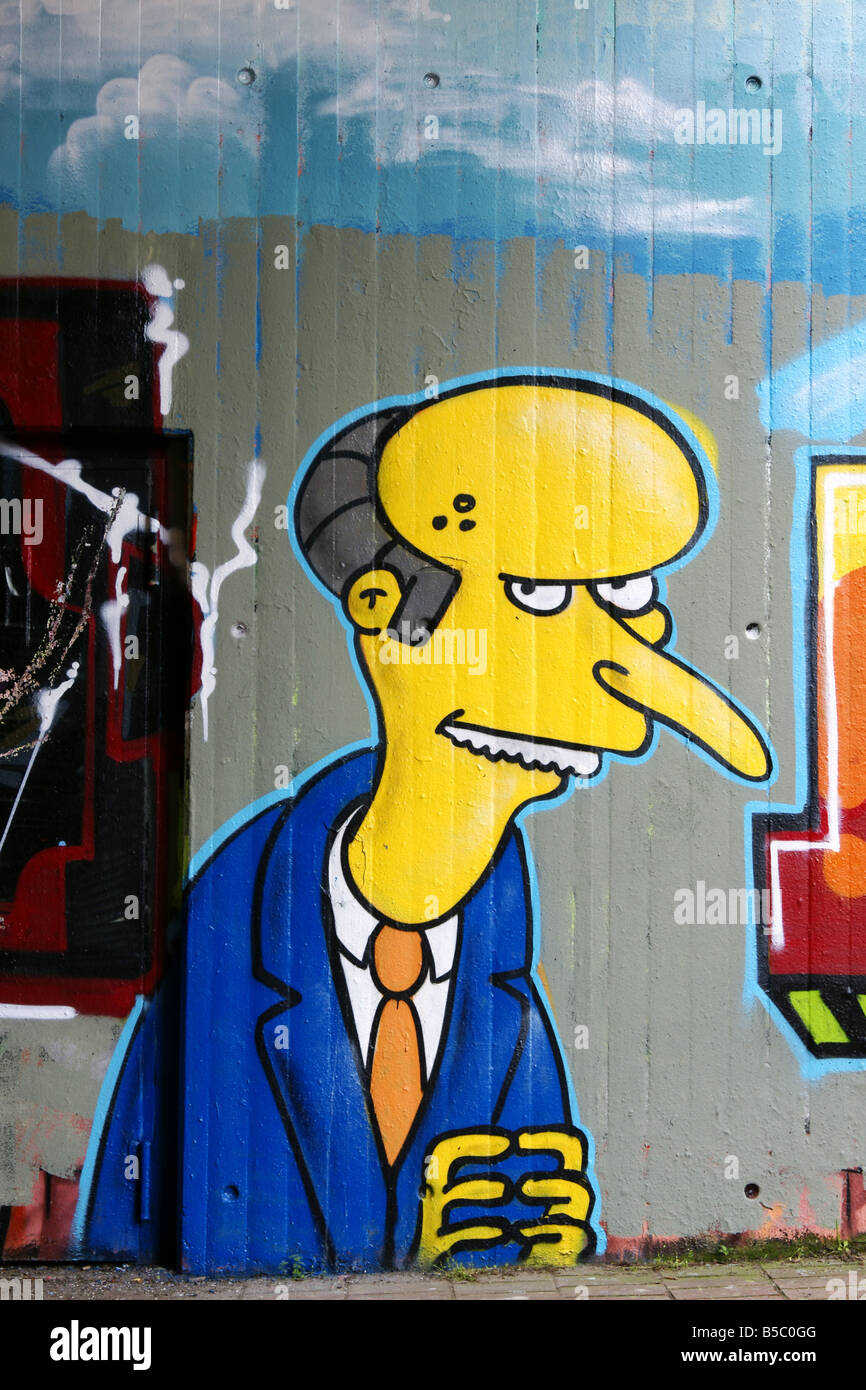 Graffiti: Homer Simpson Chef Mr. Burns Stockfotografie - Alamy
