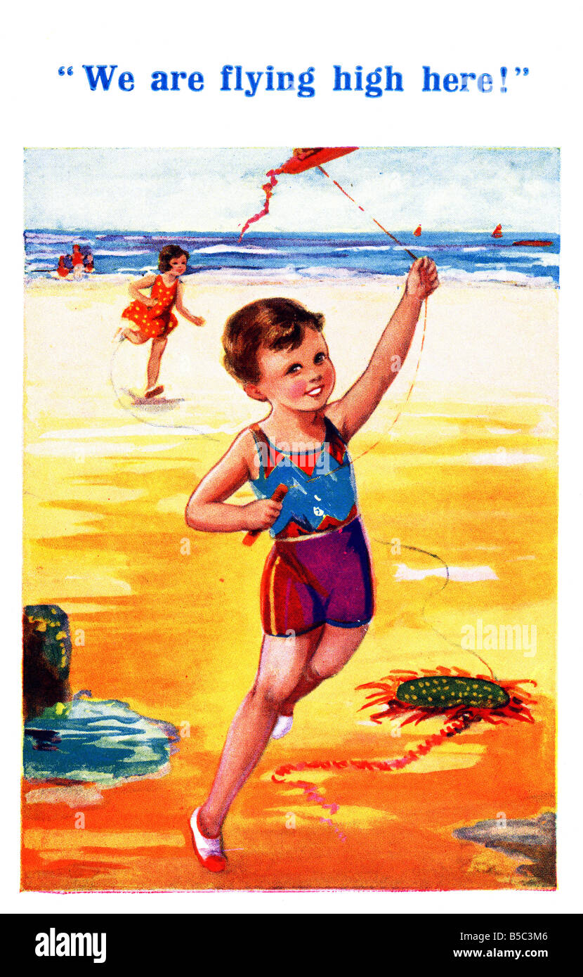 1930s 1936 Kunst Postkarte am Meer von Inter Art nur zur redaktionellen Verwendung Stockfoto