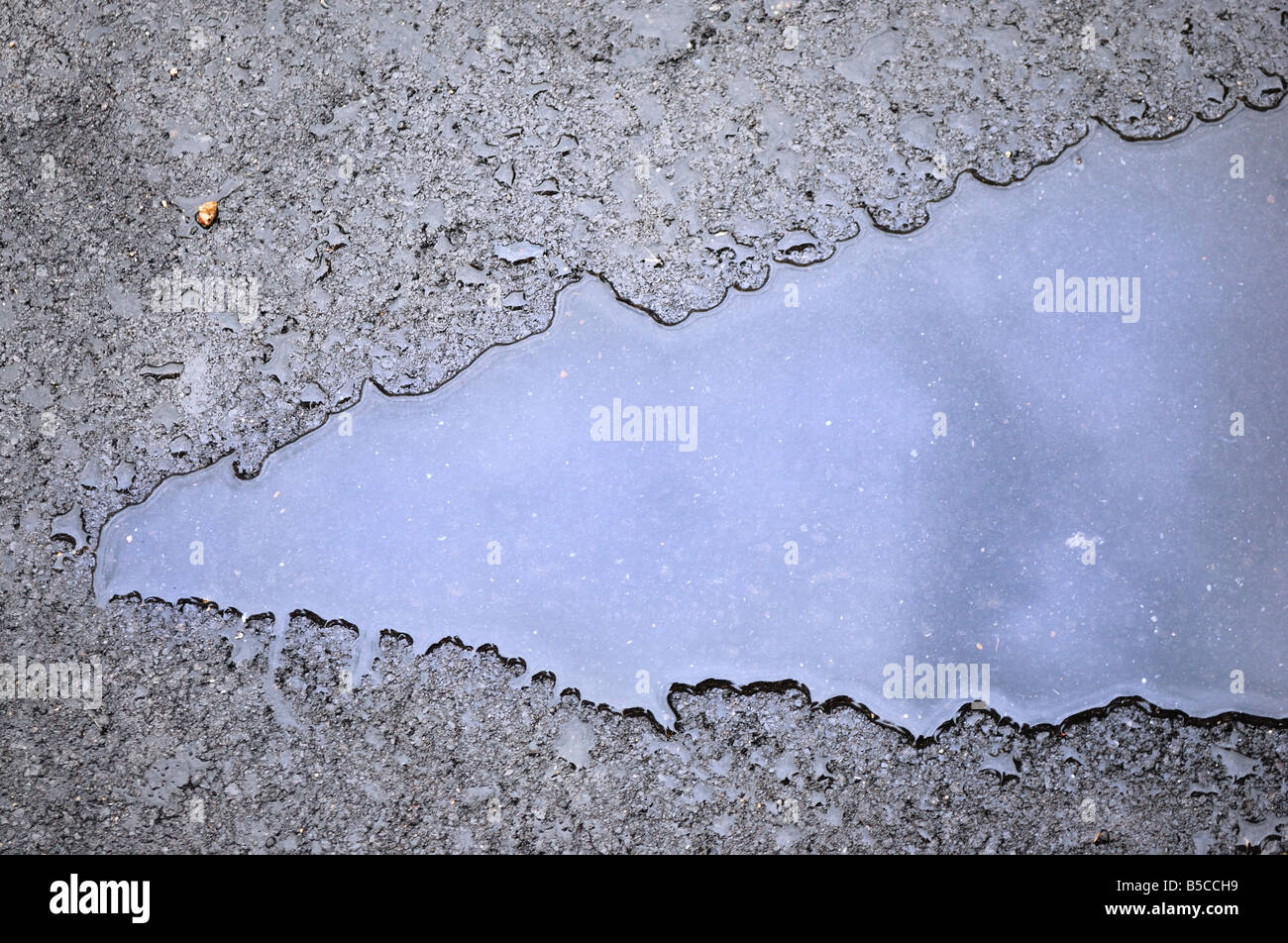 Wassertropfen auf einem frischen Asphalt Regen Stockfoto