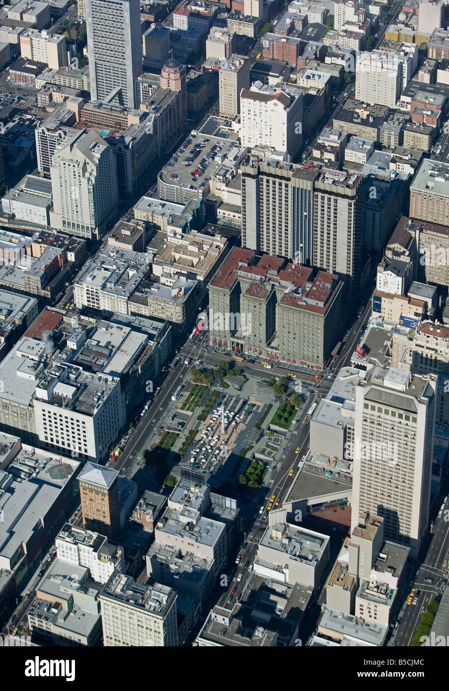 Luftaufnahme über Union Square in San Francisco Stockfoto