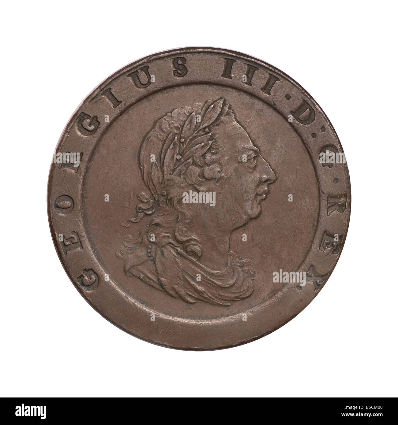 George III. Britische zwei-Pence-Münze (Vorderseite) Stockfoto