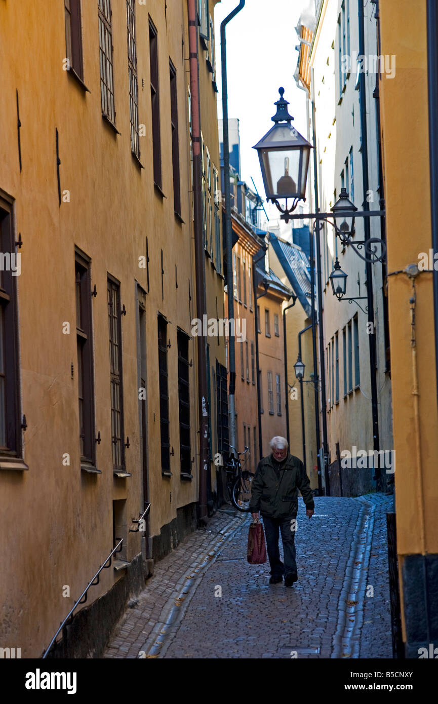 Historische alte Straße in der Altstadt Gamla Stan in Stockholm Schweden 2008 Stockfoto