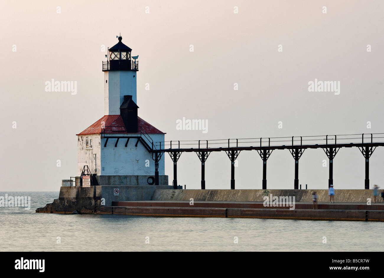 Michigan City Ost Pierhead Leuchtturm am Lake Michigan Michigan City Indiana Stockfoto
