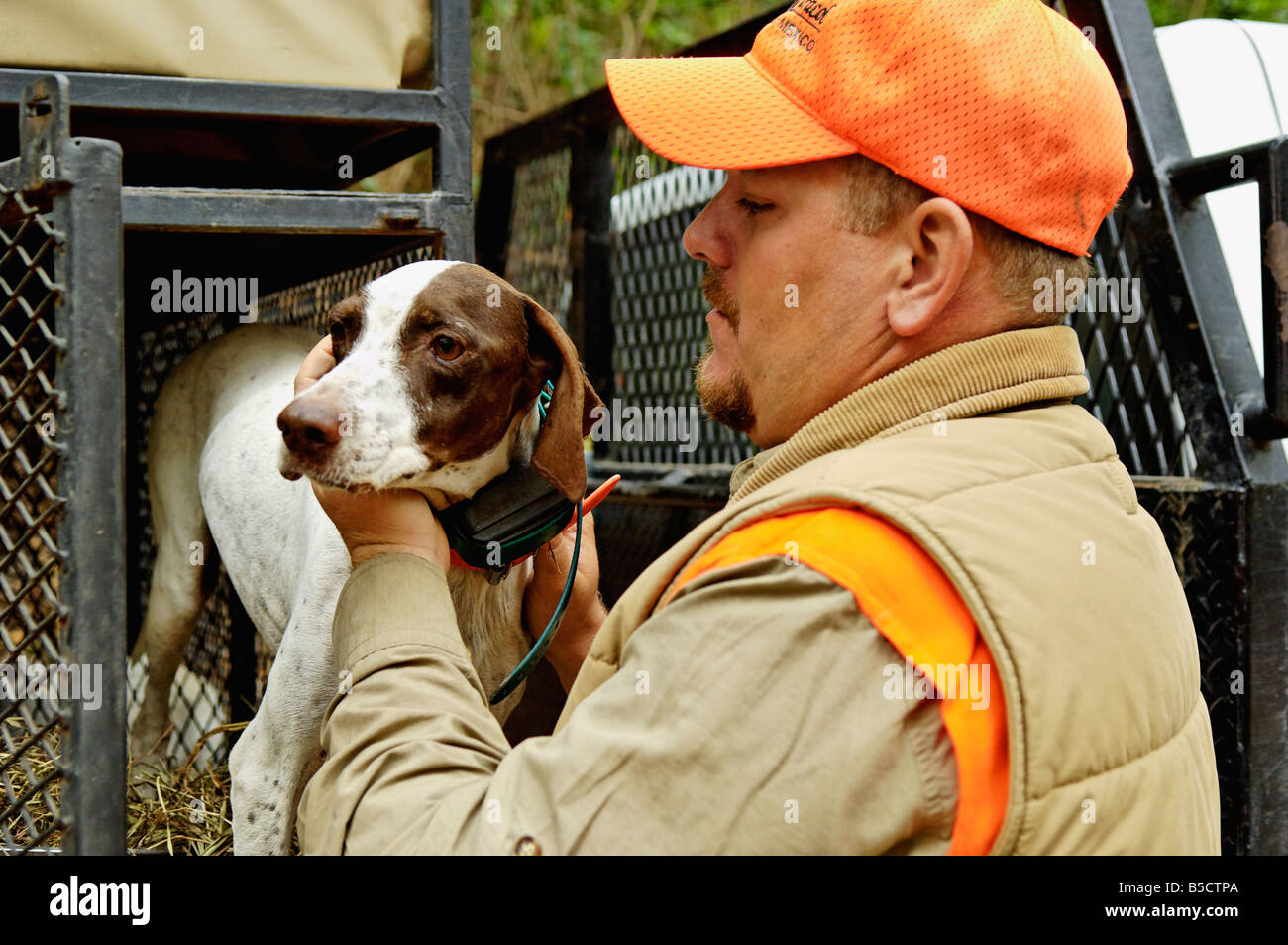 Jagd Vogel Hund aus einem Zwinger auf einer Jagd Rig Tamaulipas Mexiko Reiseführer Stockfoto