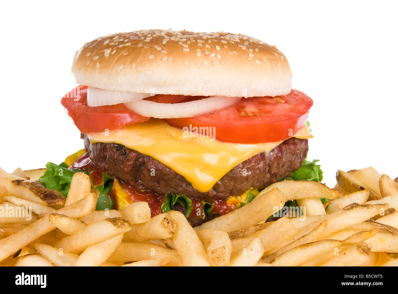 Einen dicken frische saftige hamburger Stockfoto