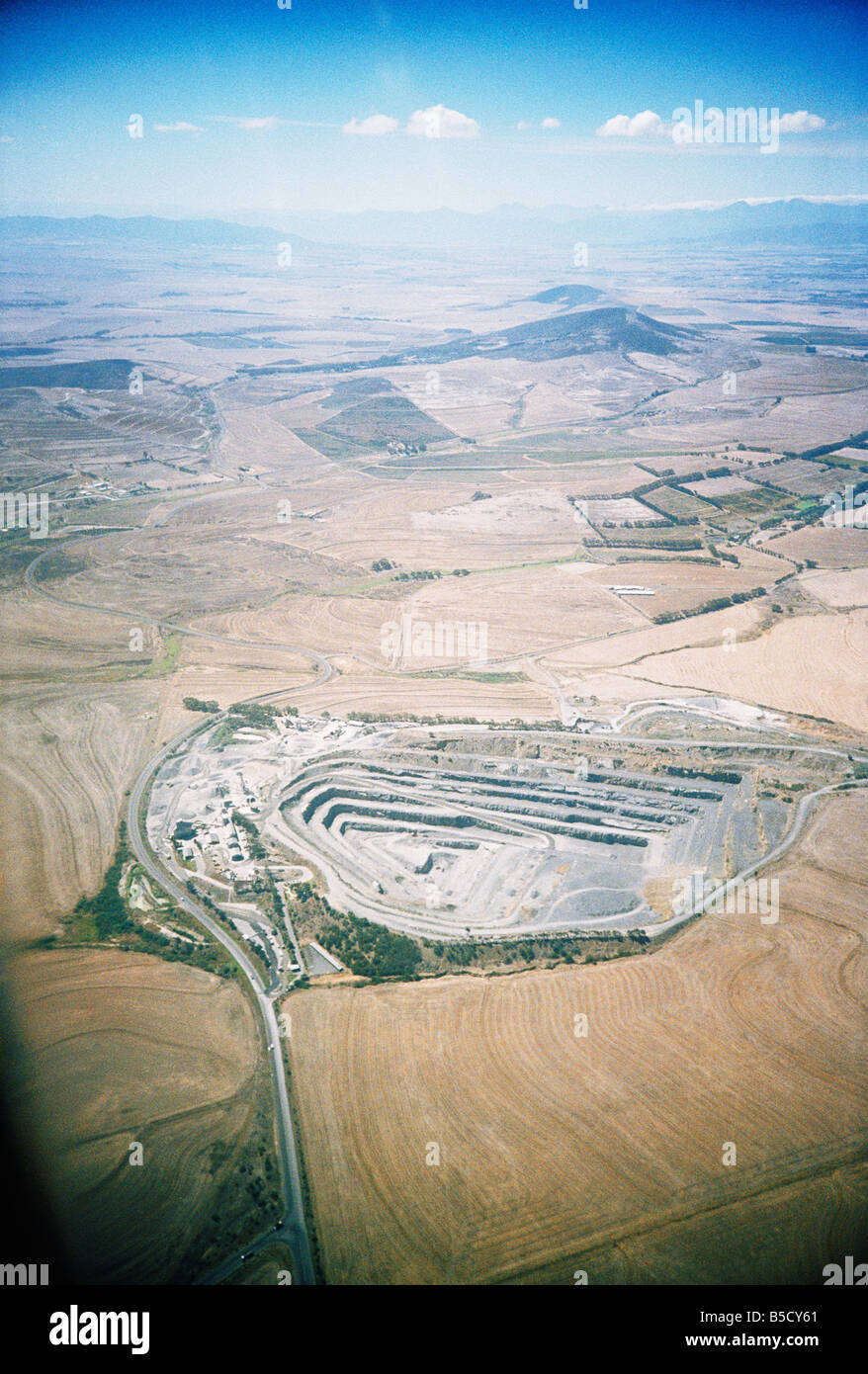 Südafrika, Luftaufnahme von der Erde aus einem Flugzeugfenster Stockfoto
