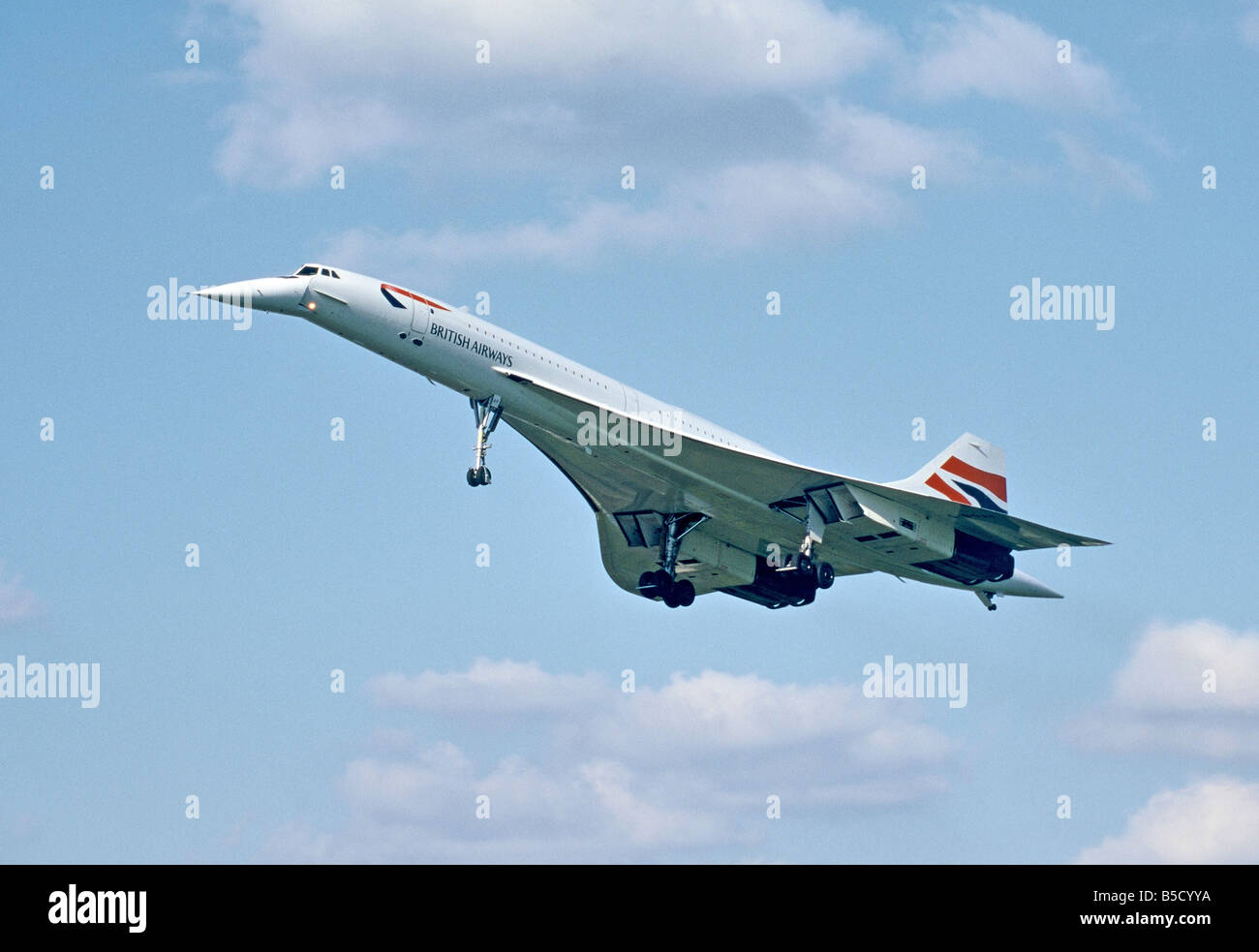 British Airways Aerospatiale Concorde Landung am Flughafen London Heathrow Stockfoto