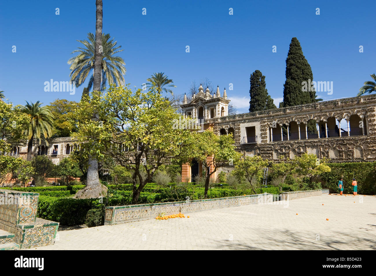 Die Gärten des Real Alcazar, UNESCO-Weltkulturerbe, Viertel Santa Cruz, Sevilla, Andalusien (Andalusien), Spanien, Europa Stockfoto