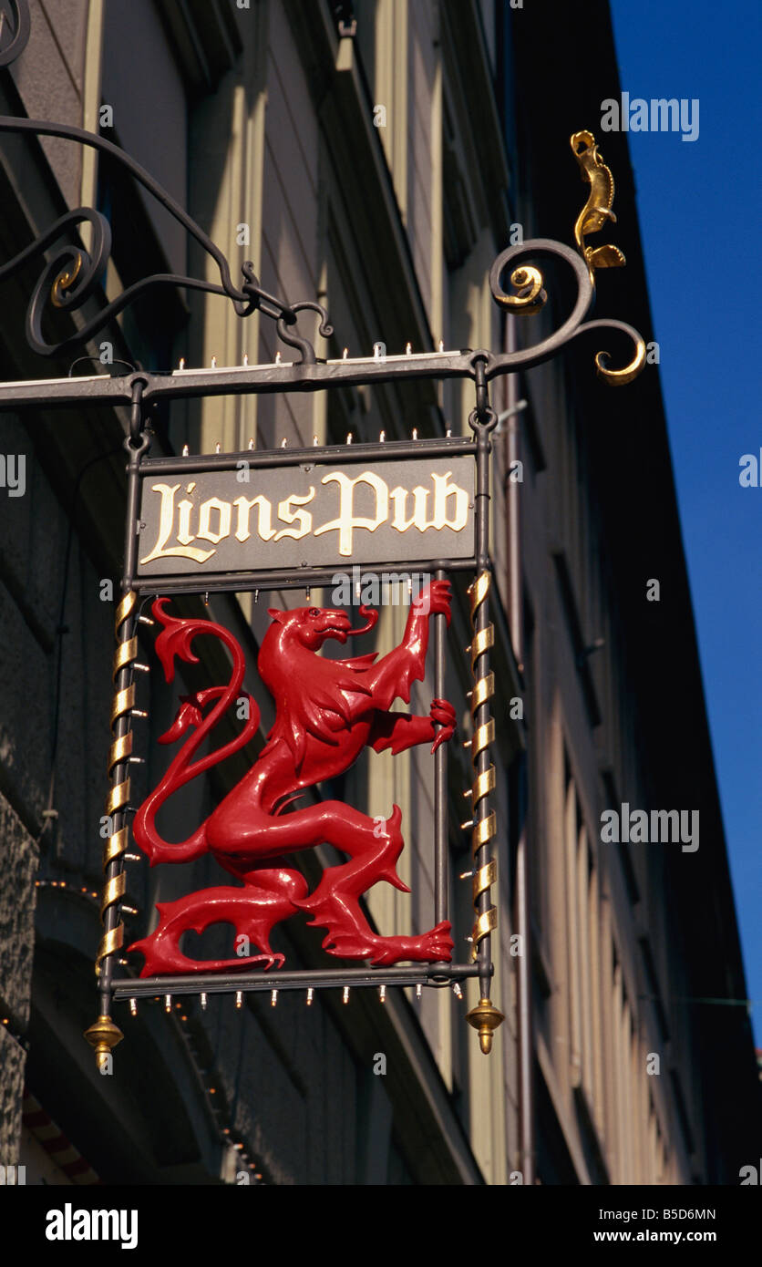 Pub Schild, Old Town, Zürich, Schweiz, Europa Stockfoto