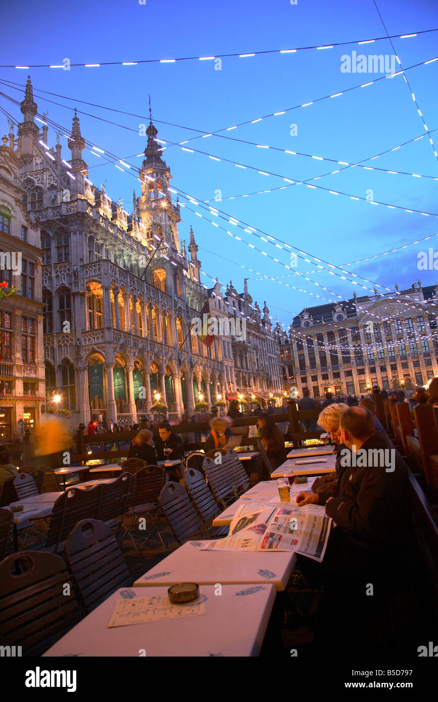 Grote Markt, Grand Place Platz bei Nacht Brüssel, Region Brüssel-Hauptstadt, Belgien, Brüssel Stockfoto