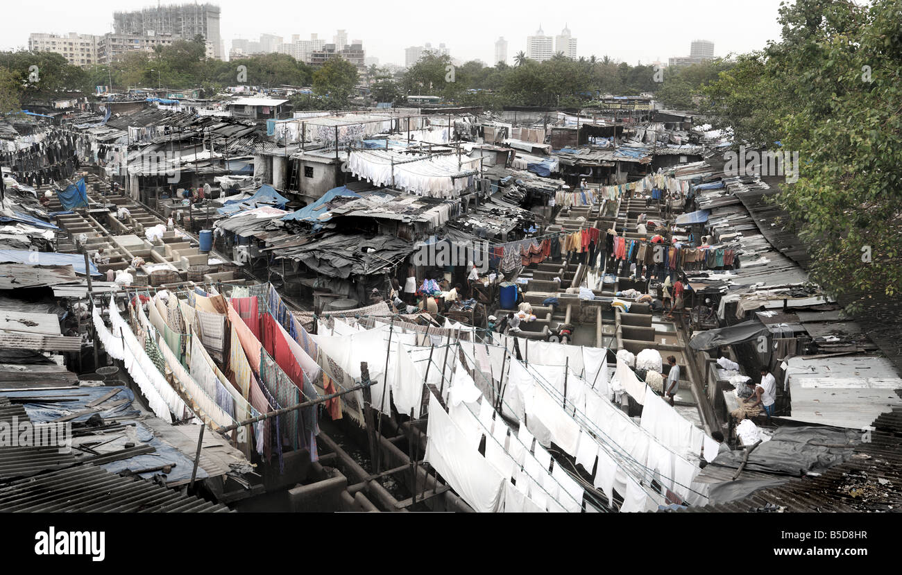 Panorama von der chaotischen Dhoby Gat, Mumbai, Indien Stockfoto