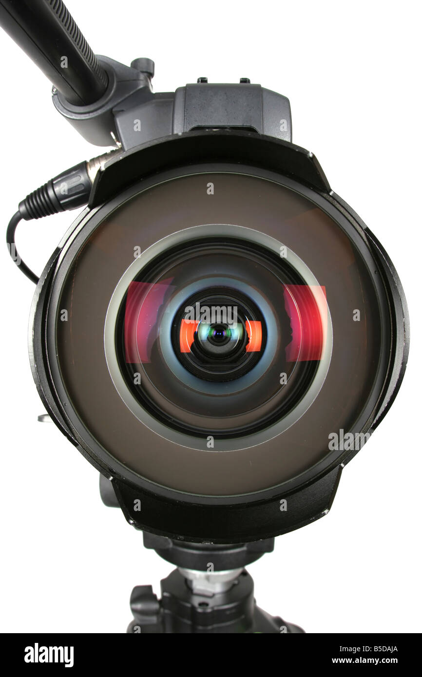 Die extrem breite fisheye-Objektiv einer kommerziellen Video-Kamera. Stockfoto