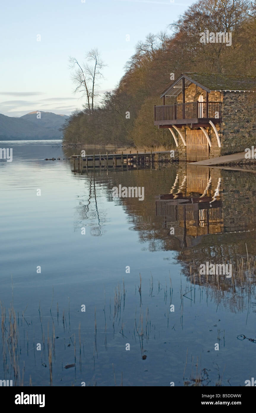 Bootshaus, Lake Ullswater, Nationalpark Lake District, Cumbria, England, Europa Stockfoto