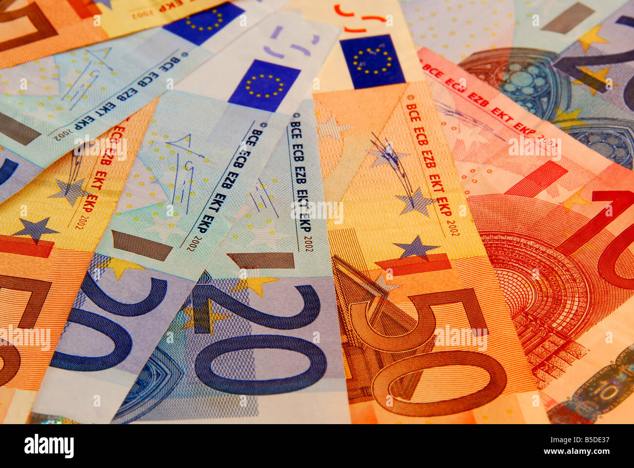Hintergrund der Europäischen Union Währung Papierrechnungen Stockfoto