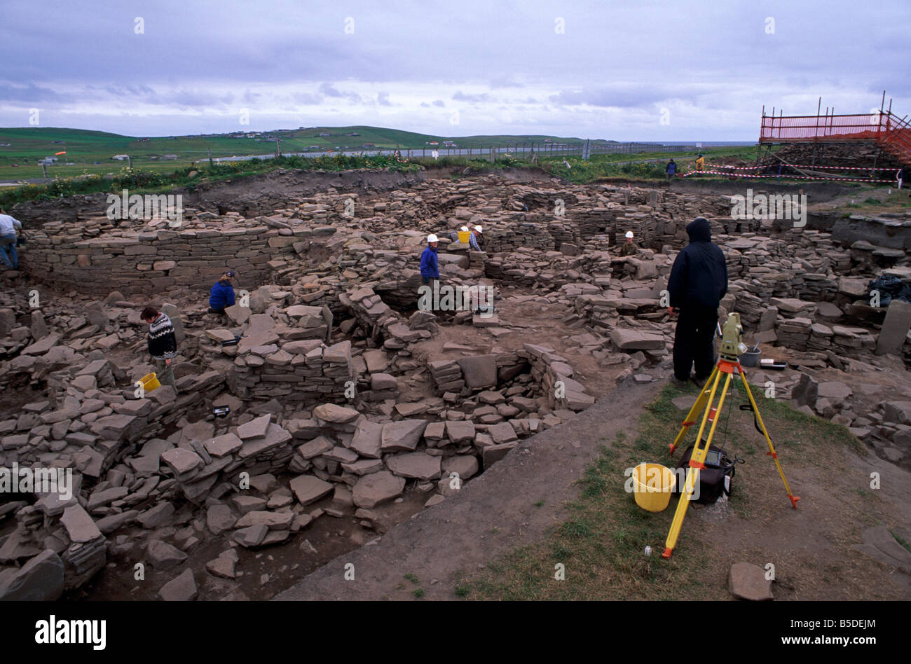 Scatness historische Stätte, für einen Zeitraum vom Neolithikum bis Viking Zeiten, South Mainland, Shetland Inseln, Schottland, Europa Stockfoto