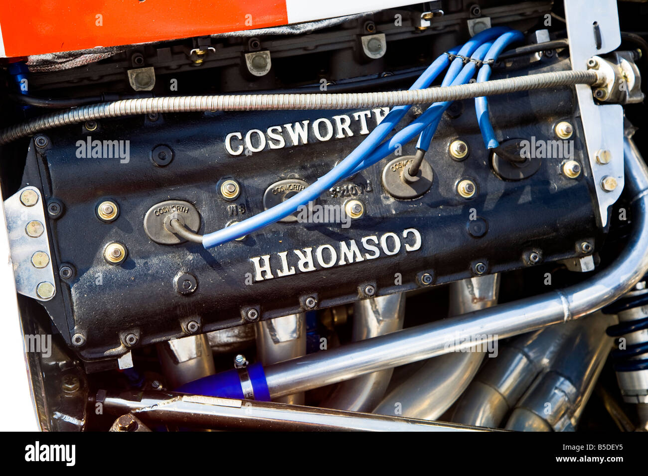 Ford F1 Cosworth-Motor auf eine historische Formel 1-grand-Prix-Auto. Stockfoto