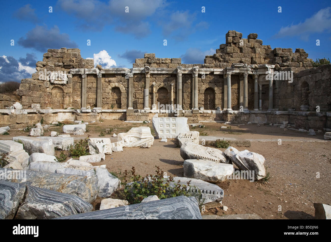 antike Bibliothek von Side, Türkei Stockfoto