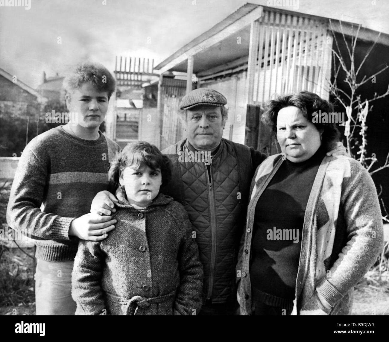 Februar 1985 Coal Miners Strike Roy Wright und Familie Roy ist die Sozialarbeiterin für den North Yorkshire Bereich der NUM Stockfoto