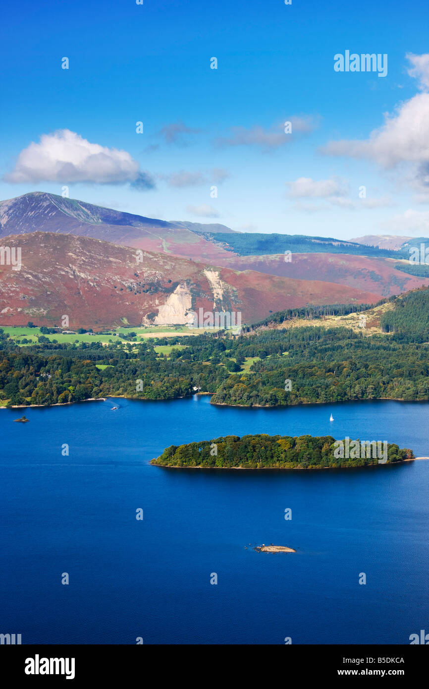 Derwent Water von Walla Crag Gipfel im Herbst, "Lake District" Cumbria England UK Stockfoto