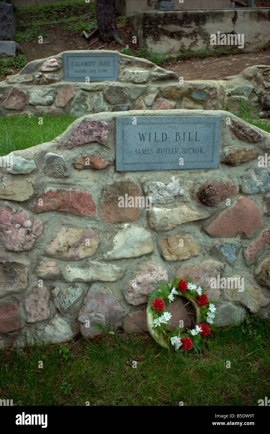 Calamity Jane und Wild Bill Hickok s Gräber Friedhof Deadwood South Dakota Vereinigte Staaten von Amerika-Nordamerika Stockfoto