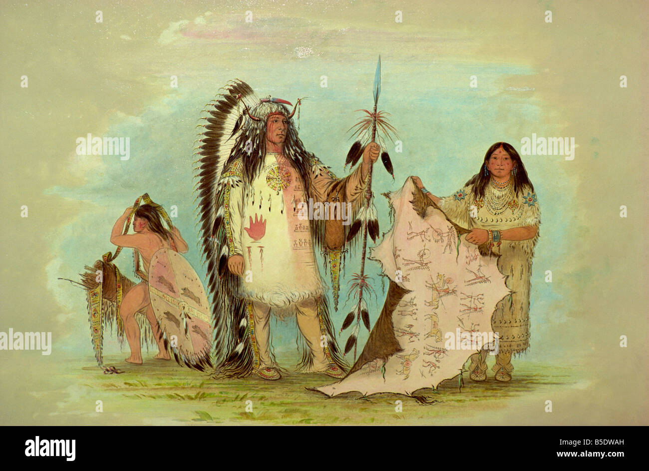 Ein Madan Indian Chief mit seiner Lieblingsfrau von G. Catun, Mellon National Gallery of Art, USA Stockfoto