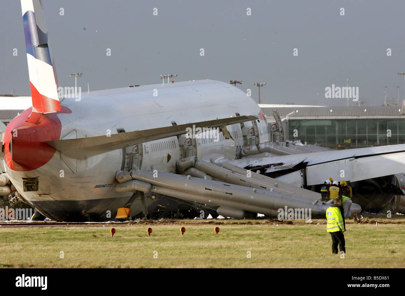 17 1 08 Heathrow Flugzeugabsturz Stockfoto