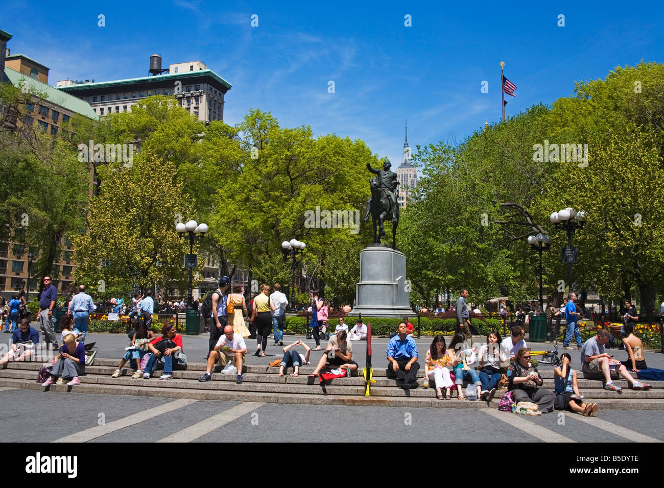 Präsident Washington Statue, Union Square, Midtown Manhattan, New York City, New York, USA, Nordamerika Stockfoto