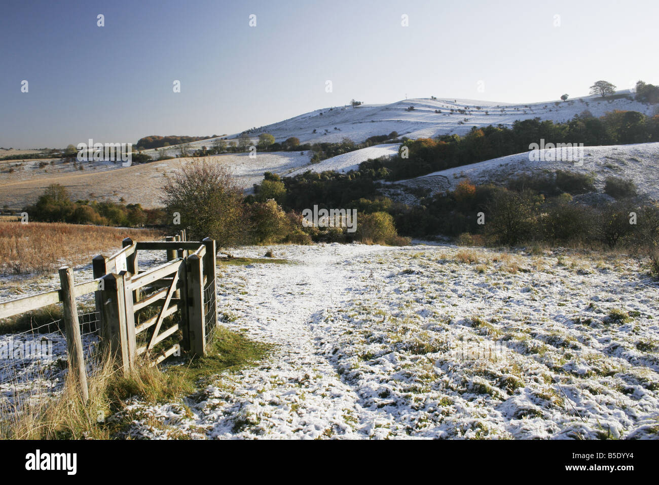 Pegsdon Hügel im Winter Bedfordshire Chilterns Stockfoto