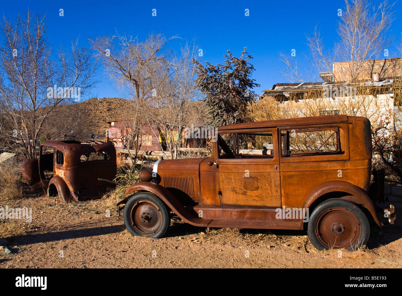 Rostige Oldtimer, Gemischtwarenladen und Route 66 Museum, Hackberry, Arizona, USA, Nordamerika Stockfoto
