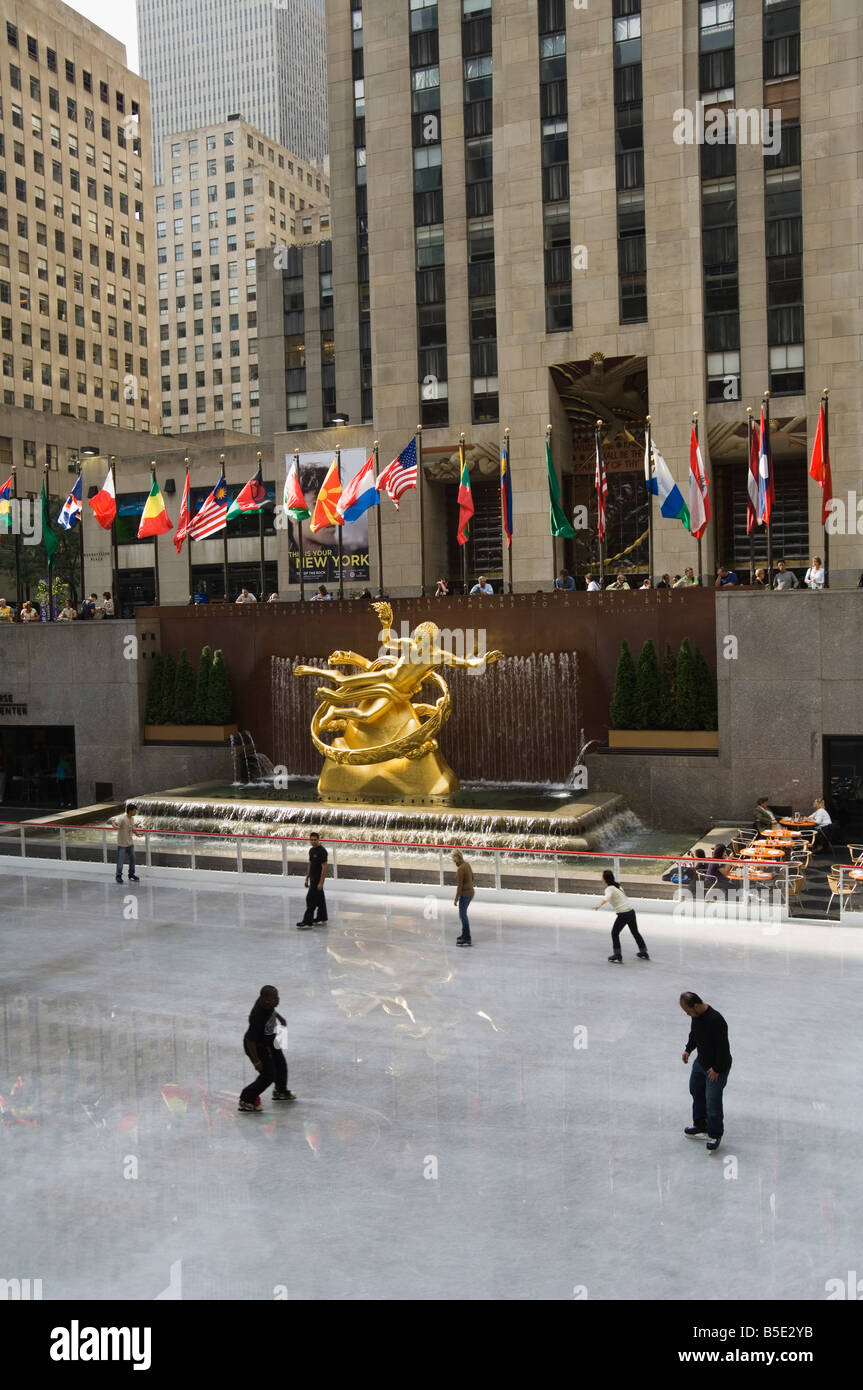Rockefeller Center Ice Rink, Manhattan, New York, New York State, USA, Nordamerika Stockfoto