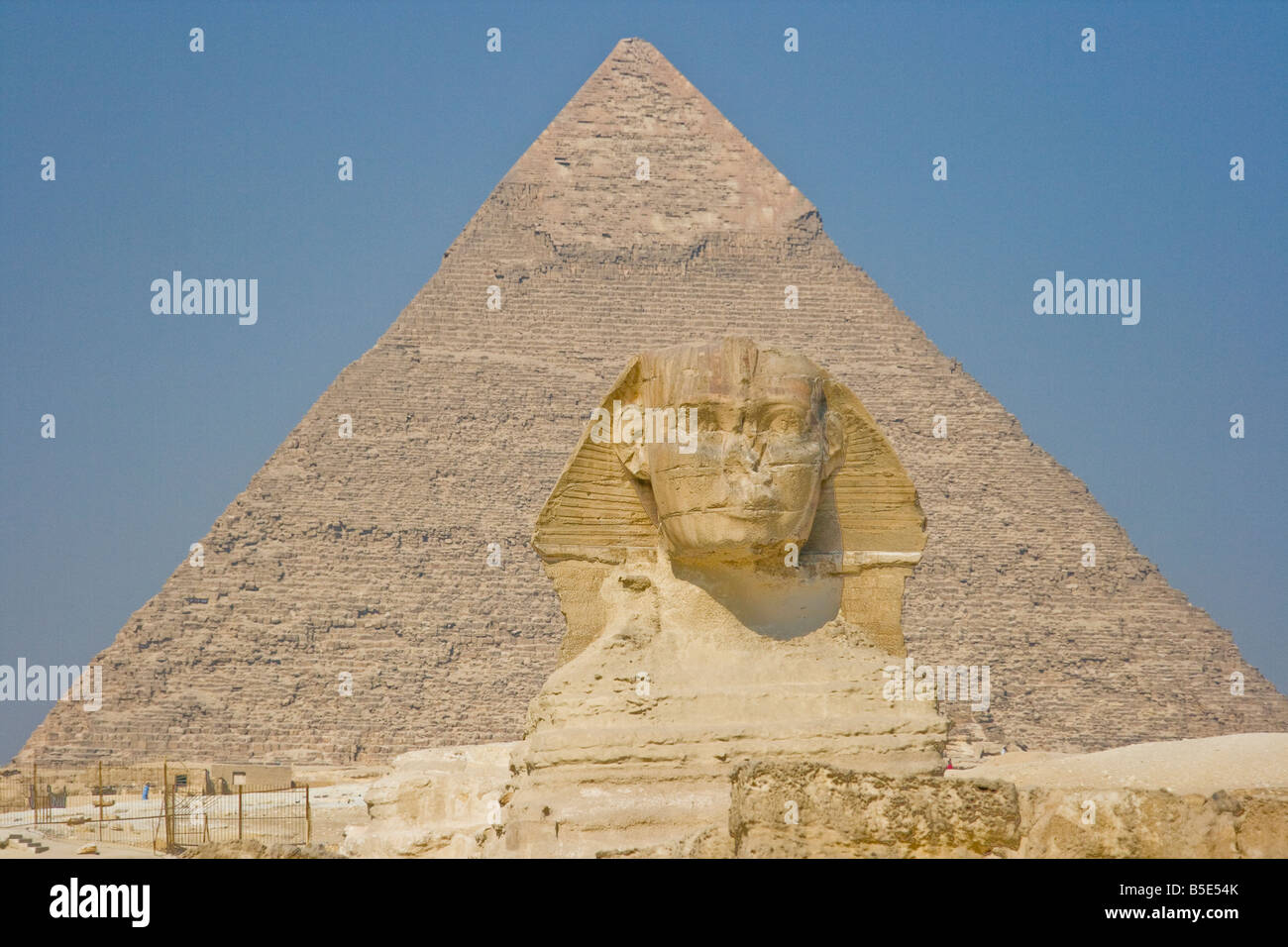 Die Sphinx und der Chephren-Pyramide in Gizeh bei Kairo Ägypten Stockfoto