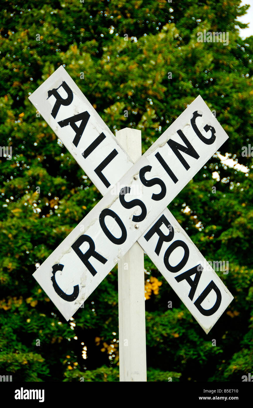 Bahnübergang Zeichen, Vermont, USA Stockfoto