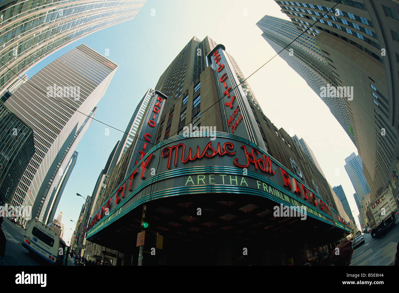 Weitwinkel-Ansicht von der Radio City Music Hall, Manhattan, New York City, USA, Nordamerika Stockfoto