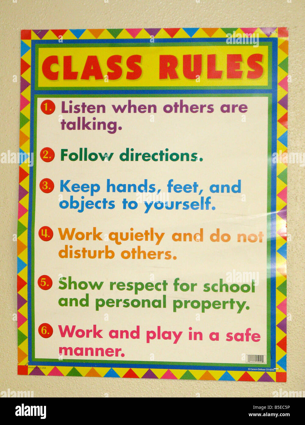 Klassenzimmer Regeln Zeichen Stockfoto