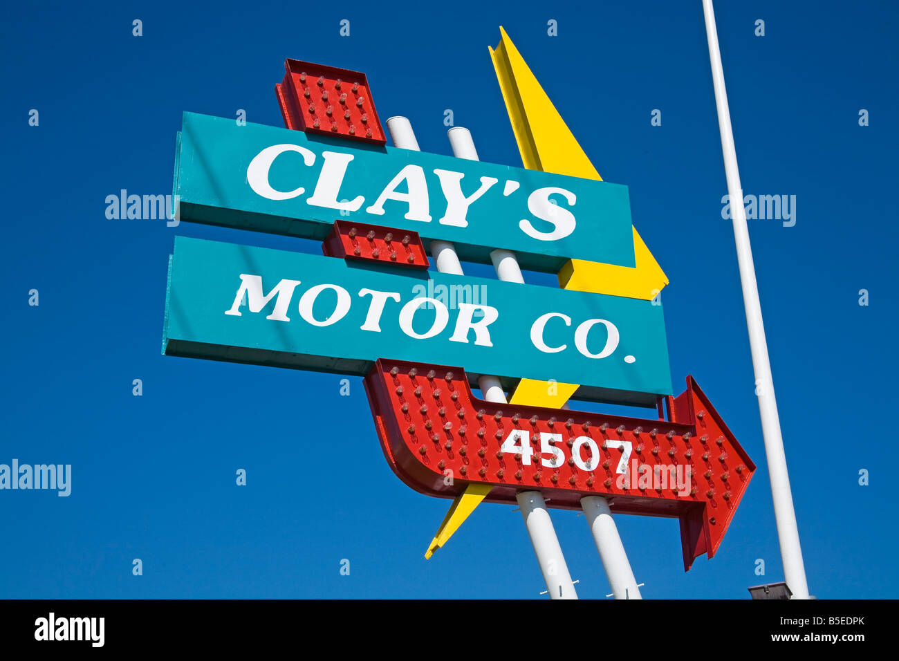Clays Motor Company, historische Route 66, die Innenstadt von Tulsa, Oklahoma, USA, Nordamerika Stockfoto