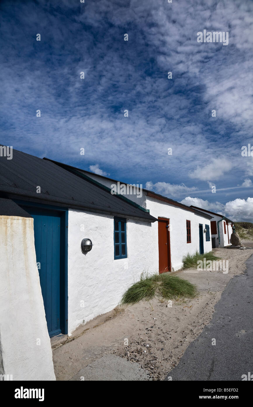 Renovierte Fischerhäuser Hütten am Stenbjerg, Thy, Jütland, Dänemark Stockfoto