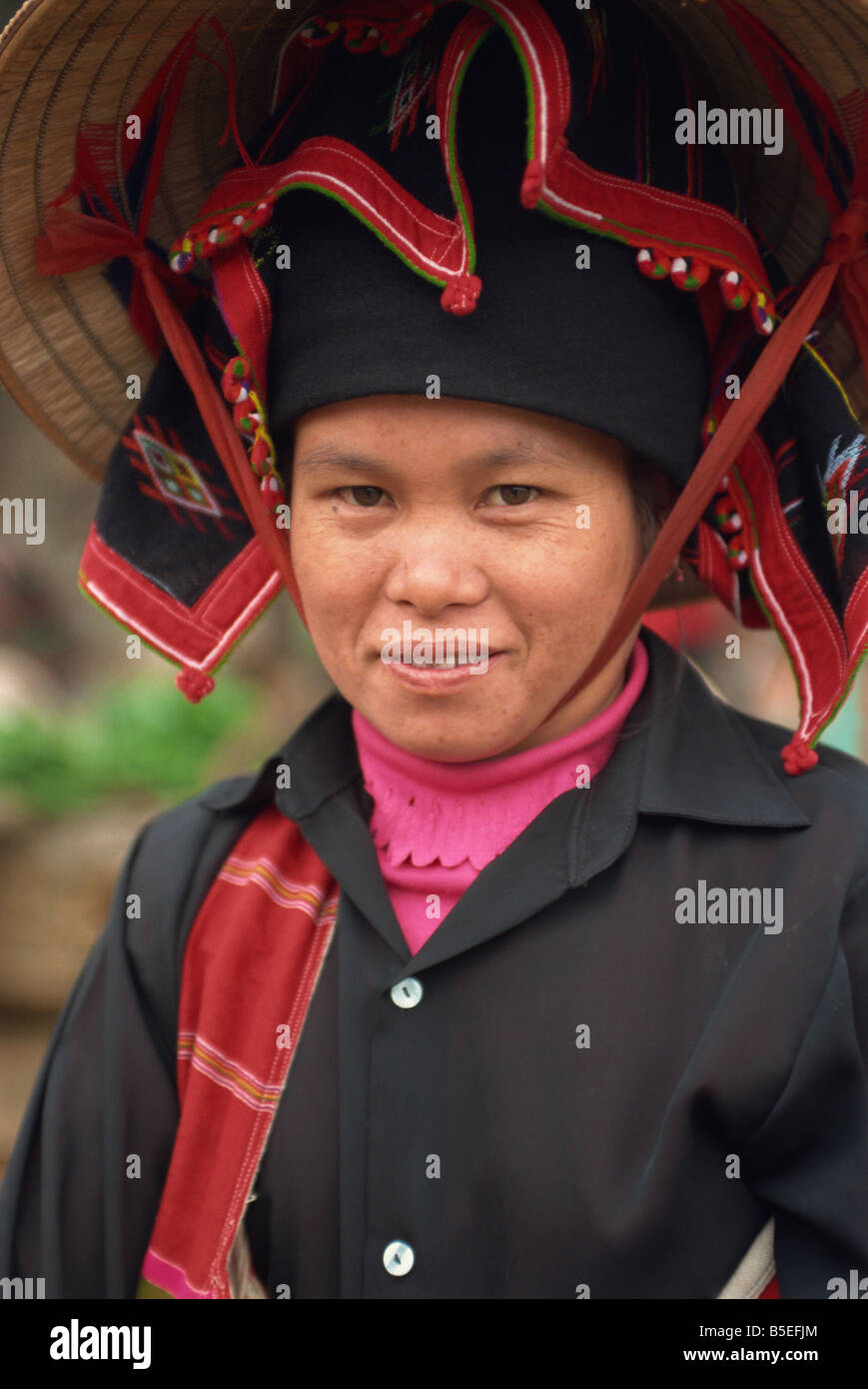 Schwarze Thai-Frau in der Nähe von Dien Bien Phu Nordvietnam Vietnam Indochina Südost-Asien Asien Stockfoto