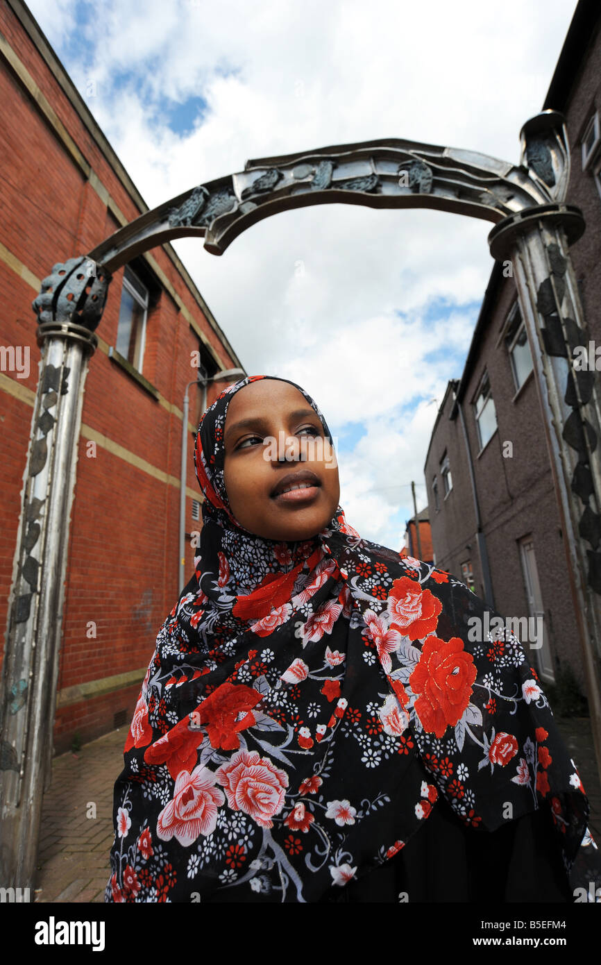 Ein Porträt des jungen somalischen Flüchtling Bolton UK Stockfoto