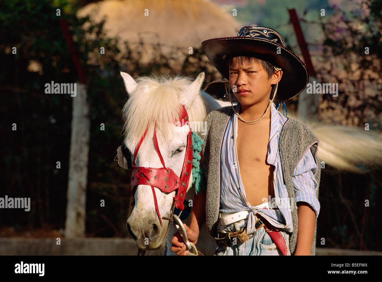 Cowboy auf Ho als Tho See Dalat Stadt Vietnam Indochina Südost-Asien Asien Stockfoto