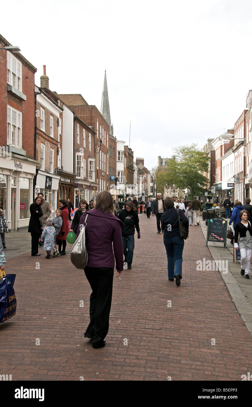 Chichester Fußgängerzone Sussex East Street Stockfoto