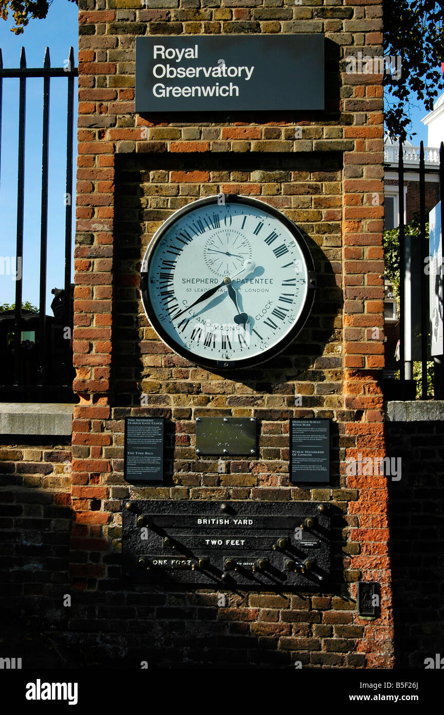 Greenwich Mean Time am Königlichen Observatorium Stockfoto