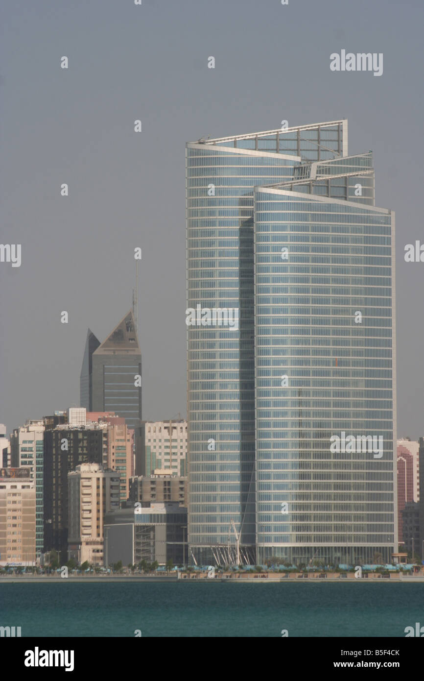 Skyline von Abu Dhabi Corniche VAE Stadtbild szenische Stockfoto