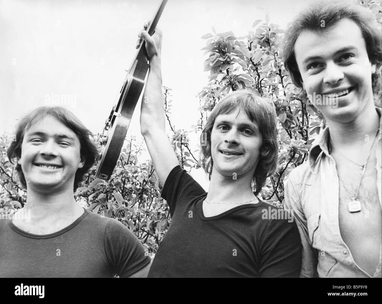 Tyneside Rockgruppe Goldie feiern ihr erste Album Making Up Again in den Top 30 Singlecharts schrieb Dave Black Zentrum co das Lied mit Sänger Pete McDonald 07 06 78 Stockfoto