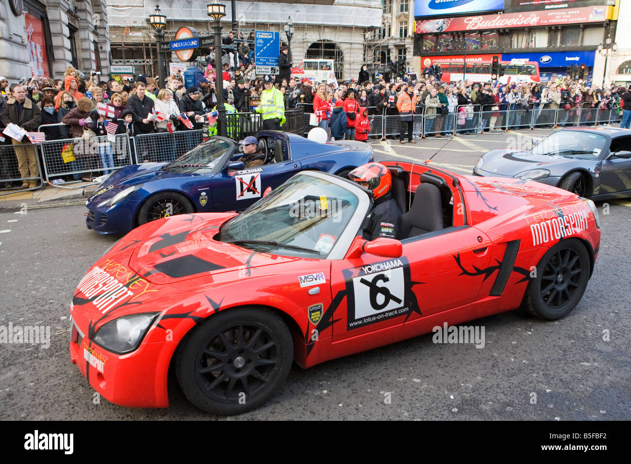 Sportwagen auf der Londoner New Year es Day Parade 2007 Stockfoto
