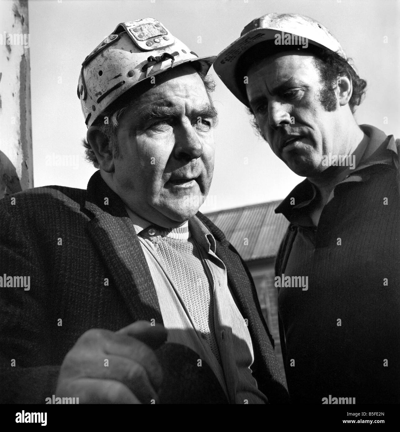 Bergarbeiter-Union: Joe Gormley und George Rees. Januar 1975 S75-0383 Stockfoto