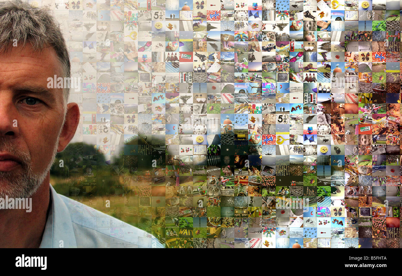 Porträt eines Mannes besessen durch Fotografie Stockfoto