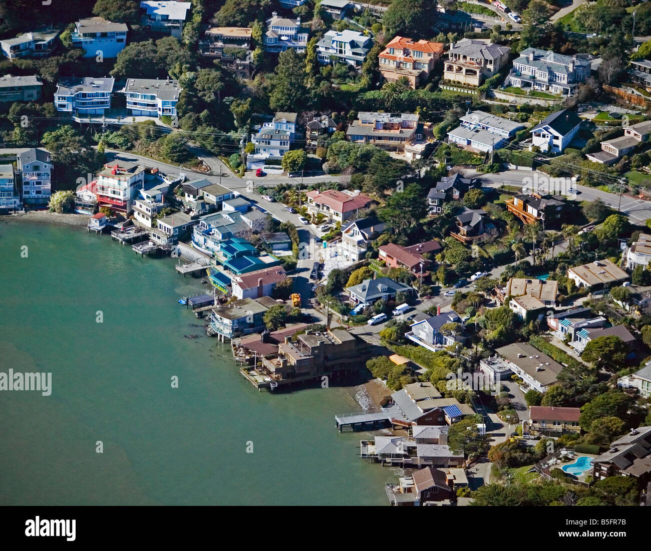 Luftaufnahme über Belvedere Marin county Wohn Seegrundstück Nordkalifornien Bucht von San Francisco Stockfoto