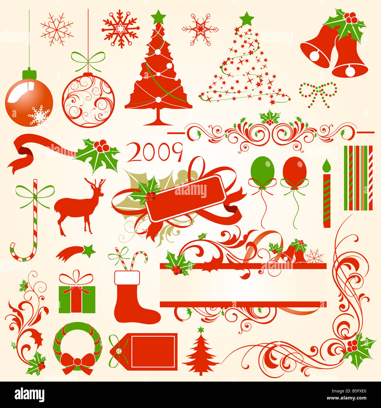 Abbildung Zeichnung des Weihnachts-Design-Elemente Stockfoto