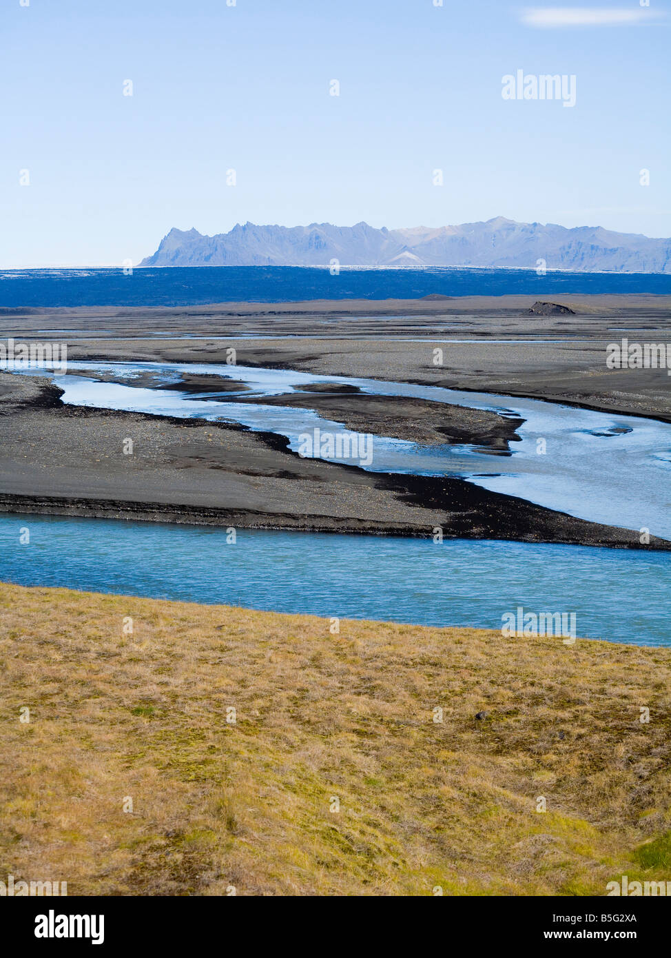 Núpsvötn den westlichen Rand des Skeiðarársandur glazialen Flussaue Suðurland Island Stockfoto